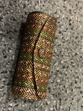 Patterned lipstick  Case in Brown, Green & Tan